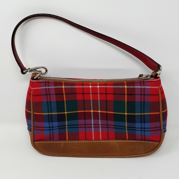 Coach Tartan Plaid Shoulder Hand Bag  No.H2J-8935 Wool Leather COACH - Picture 2 of 12